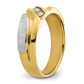 14k Two-tone Two Tone 1/6 Ct. Lab Grown Diamond VS/SI+ G+ Polished Satin and Grooved Men's Ring