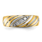 14k Yellow & Rhodium with White 1/6 Ct. Lab Grown Diamond VS/SI+ G+ Polished and Grooved Men's Ring