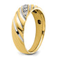 14k Yellow & Rhodium with White 1/6 Ct. Lab Grown Diamond VS/SI+ G+ Polished and Grooved Men's Ring