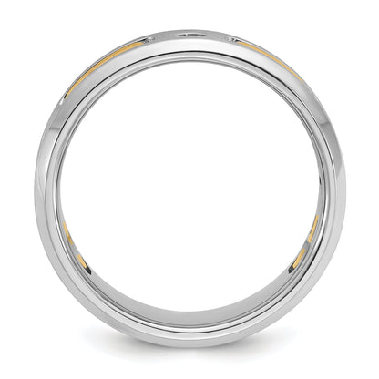 10K Two-Tone Ibgoodman Men'S Polished Satin And Cut-Out 3-Stone Ring Mounting