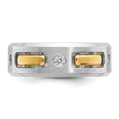 10K Two-Tone Ibgoodman Men'S Polished Satin And Cut-Out 3-Stone Ring Mounting