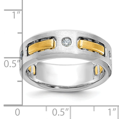 10K Two-Tone Ibgoodman Men'S Polished Satin And Cut-Out 3-Stone Ring Mounting
