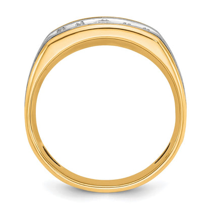 10K Two-Tone Ibgoodman Men'S Polished Satin And Grooved 5-Stone Ring Mounting