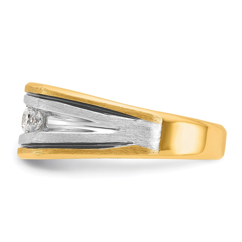 10K Two-Tone Ibgoodman Men'S Polished Satin And Grooved 5-Stone Ring Mounting