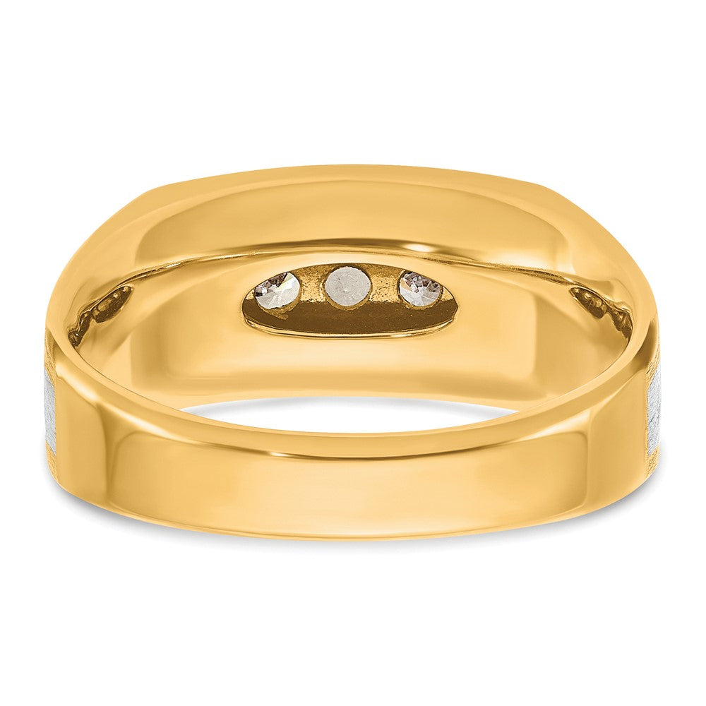 10K Two-Tone Ibgoodman Men'S Polished Satin And Grooved 5-Stone Ring Mounting