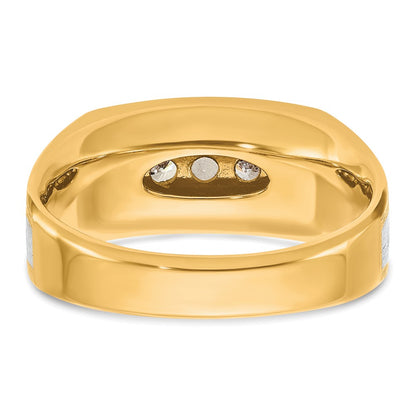 10K Two-Tone Ibgoodman Men'S Polished Satin And Grooved 5-Stone Ring Mounting