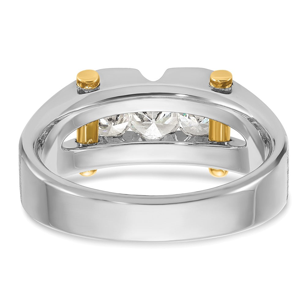 10K Two-Tone Ibgoodman Men'S Polished Satin And Cut-Out 3-Stone Ring Mounting