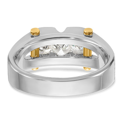 10K Two-Tone Ibgoodman Men'S Polished Satin And Cut-Out 3-Stone Ring Mounting