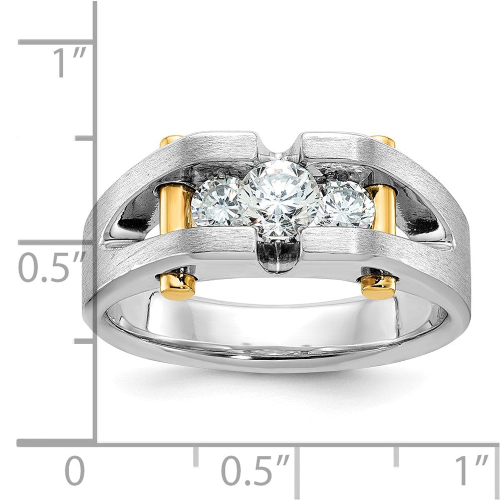 10K Two-Tone Ibgoodman Men'S Polished Satin And Cut-Out 3-Stone Ring Mounting
