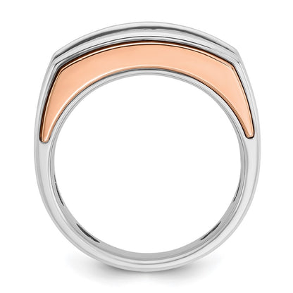 10K Two-Tone Ibgoodman White And Rose Gold Men'S Polished Cut-Out 5-Stone Ring Mounting
