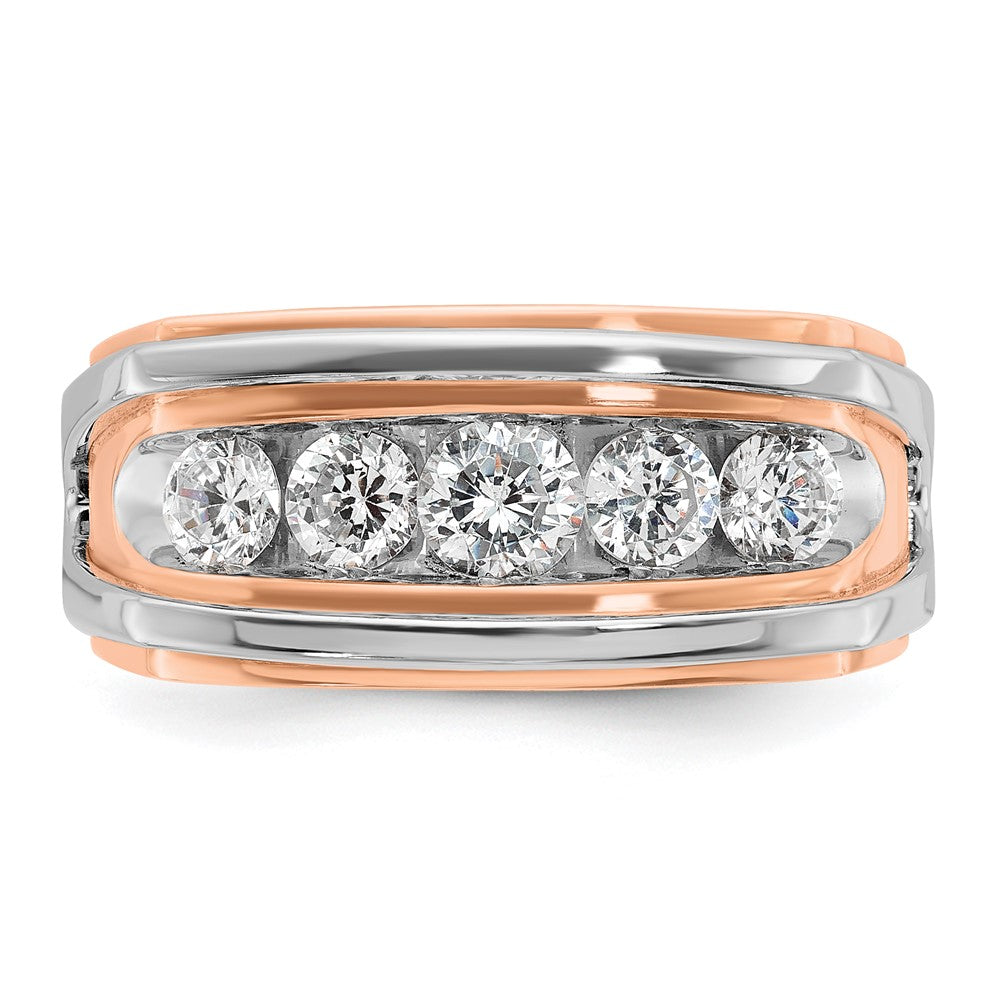 10K Two-Tone Ibgoodman White And Rose Gold Men'S Polished Cut-Out 5-Stone Ring Mounting