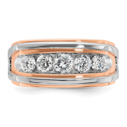 10K Two-Tone Ibgoodman White And Rose Gold Men'S Polished Cut-Out 5-Stone Ring Mounting