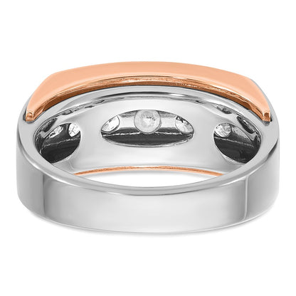 10K Two-Tone Ibgoodman White And Rose Gold Men'S Polished Cut-Out 5-Stone Ring Mounting