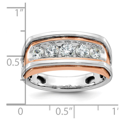 10K Two-Tone Ibgoodman White And Rose Gold Men'S Polished Cut-Out 5-Stone Ring Mounting