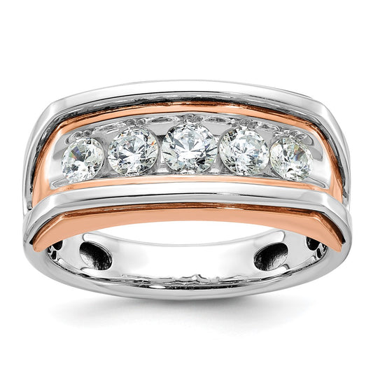 10K Two-Tone Ibgoodman White And Rose Gold Men'S Polished Cut-Out 5-Stone Ring Mounting