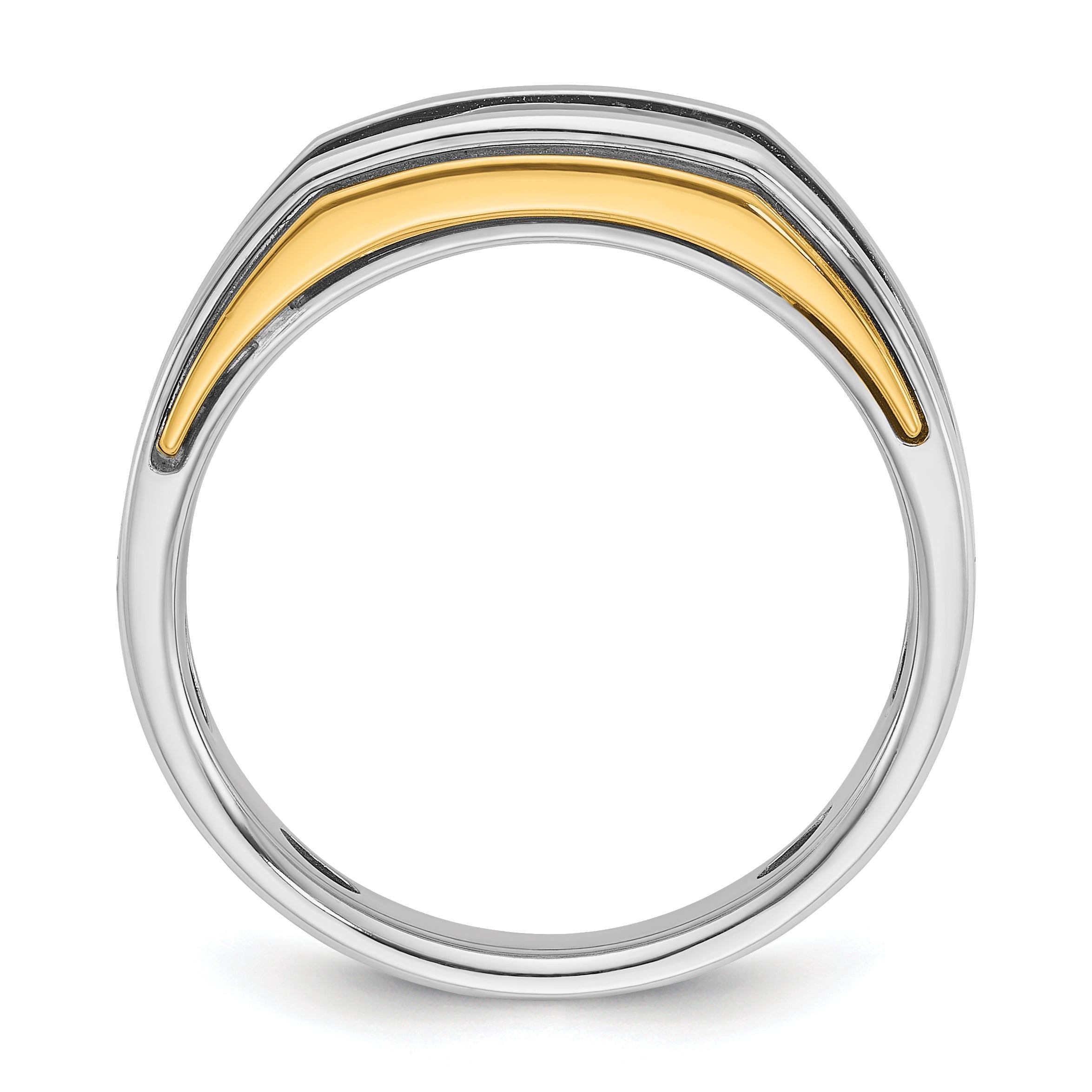 10K Two-Tone Ibgoodman Men'S Polished 5-Stone Ring Mounting