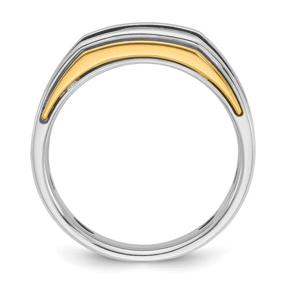 10K Two-Tone Ibgoodman Men'S Polished 5-Stone Ring Mounting