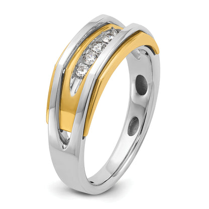 10K Two-Tone Ibgoodman Men'S Polished 5-Stone Ring Mounting