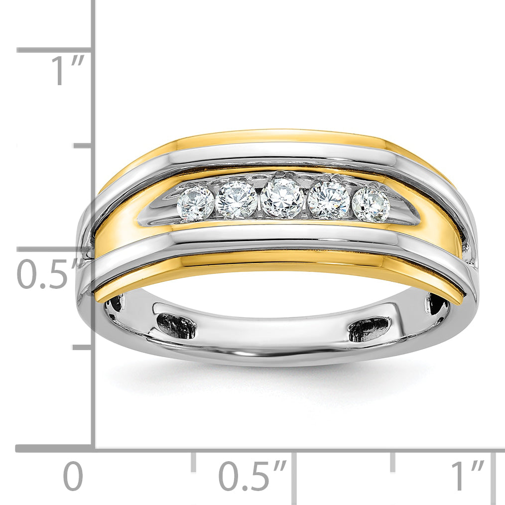 10K Two-Tone Ibgoodman Men'S Polished 5-Stone Ring Mounting