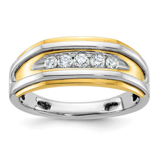 10K Two-Tone Ibgoodman Men'S Polished 5-Stone Ring Mounting