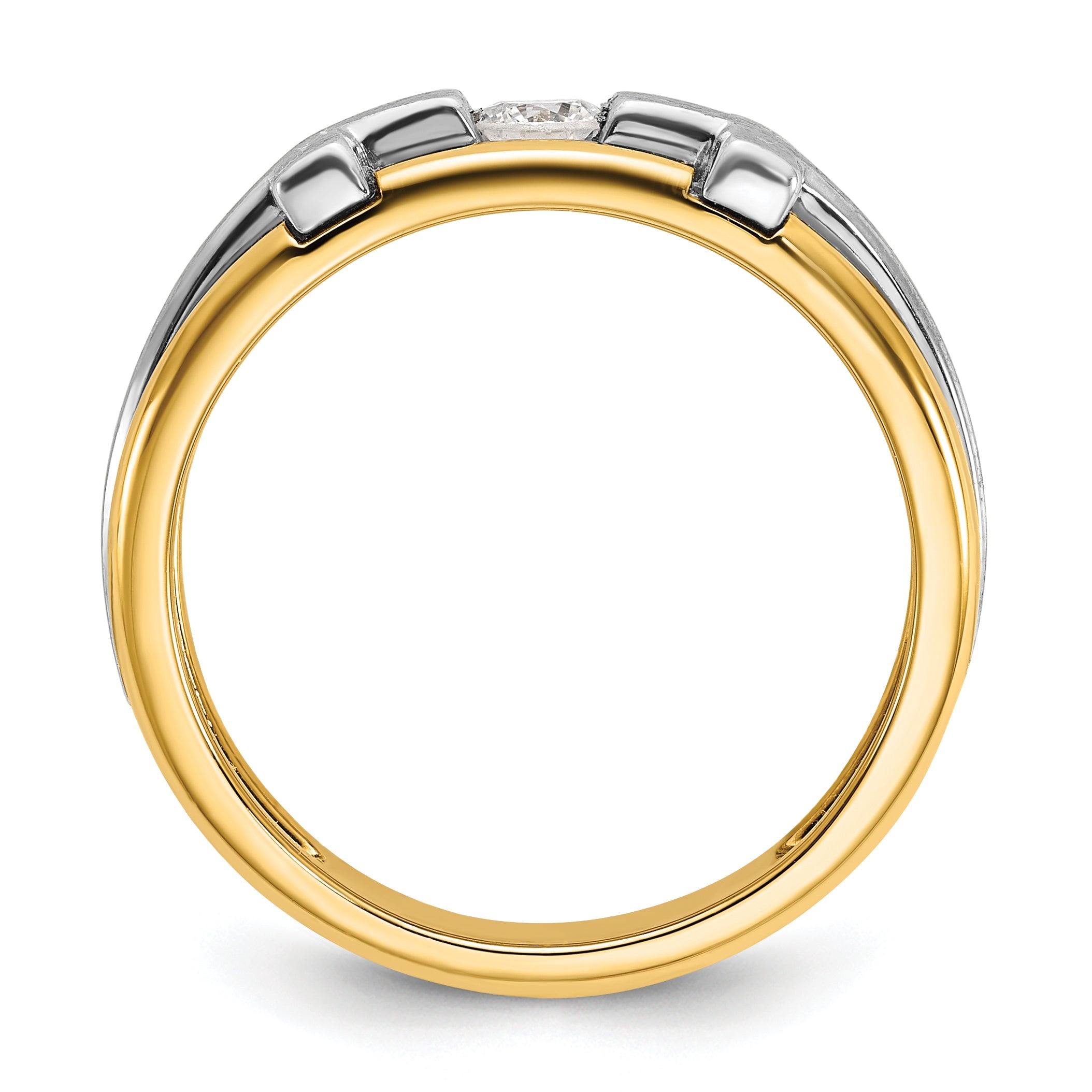 10K Two-Tone Ibgoodman Men'S Polished Satin And Cut-Out Cross Ring Mounting