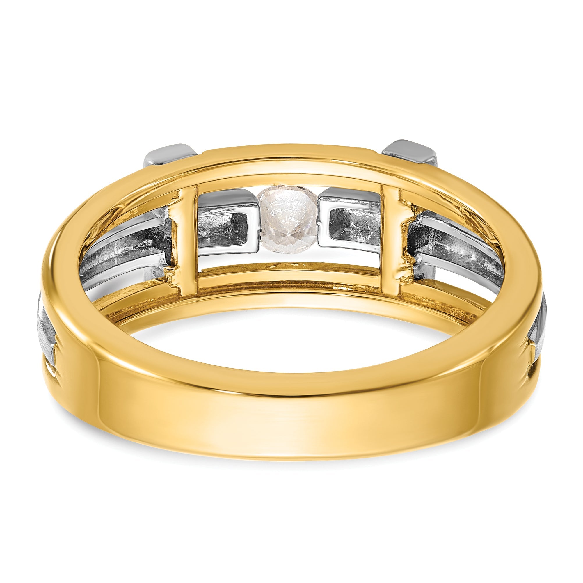 10K Two-Tone Ibgoodman Men'S Polished Satin And Cut-Out Cross Ring Mounting