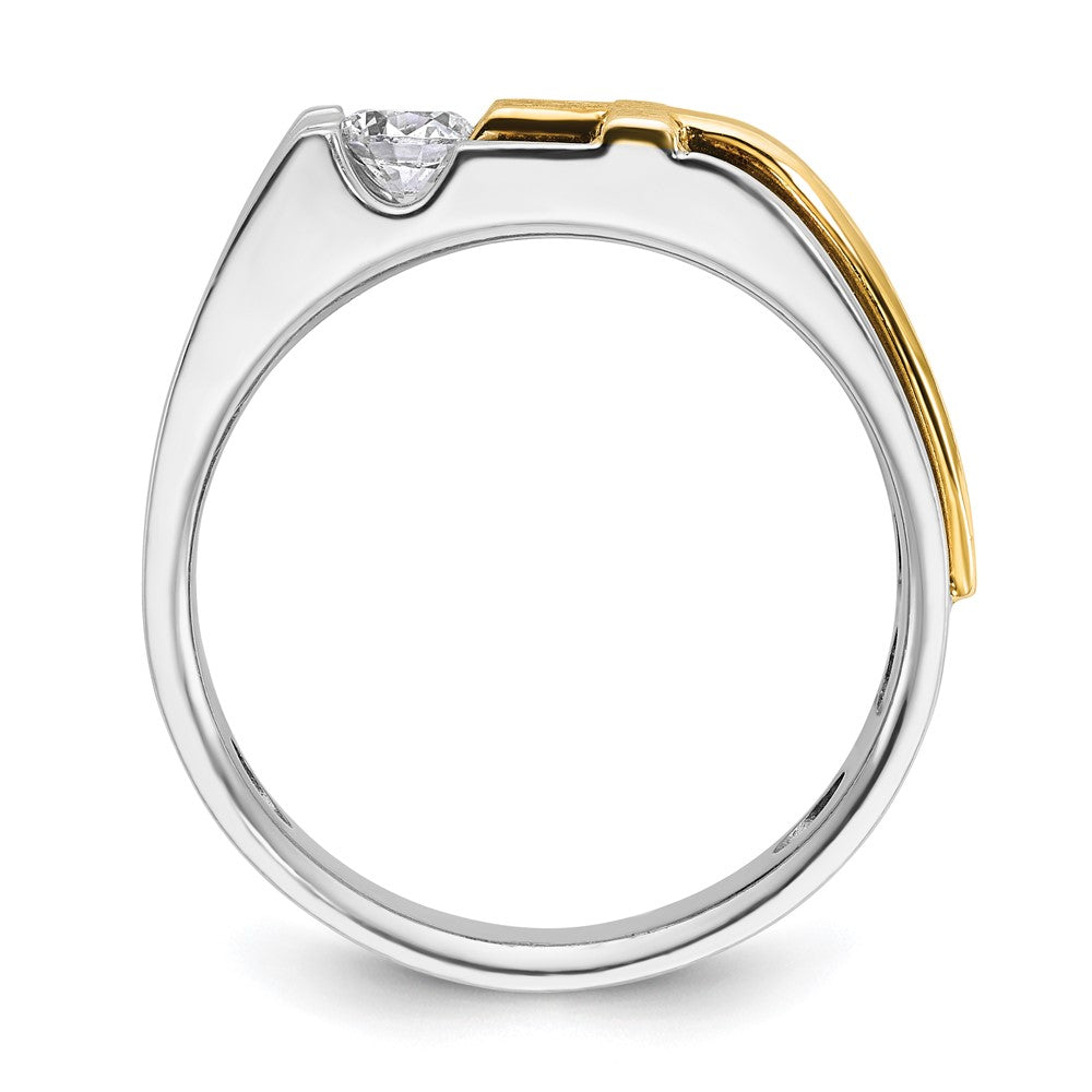 10K Two-Tone Ibgoodman Men'S Polished Satin And Cut-Out Cross Ring Mounting