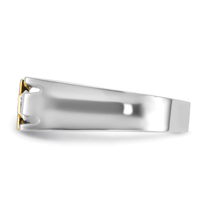 10K Two-Tone Ibgoodman Men'S Polished Satin And Cut-Out Cross Ring Mounting