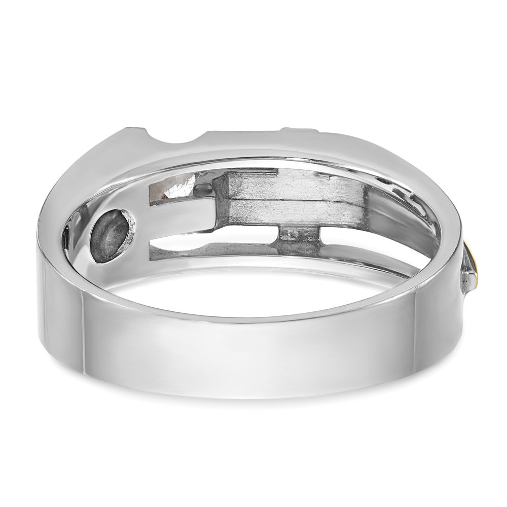 10K Two-Tone Ibgoodman Men'S Polished Satin And Cut-Out Cross Ring Mounting