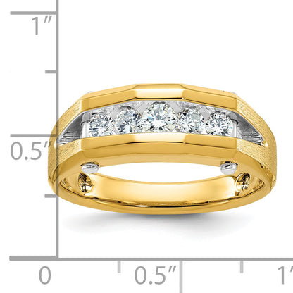 10K Two-Tone Ibgoodman Men'S Polished And Satin 5-Stone 1/2 Carat A Quality Diamond Ring