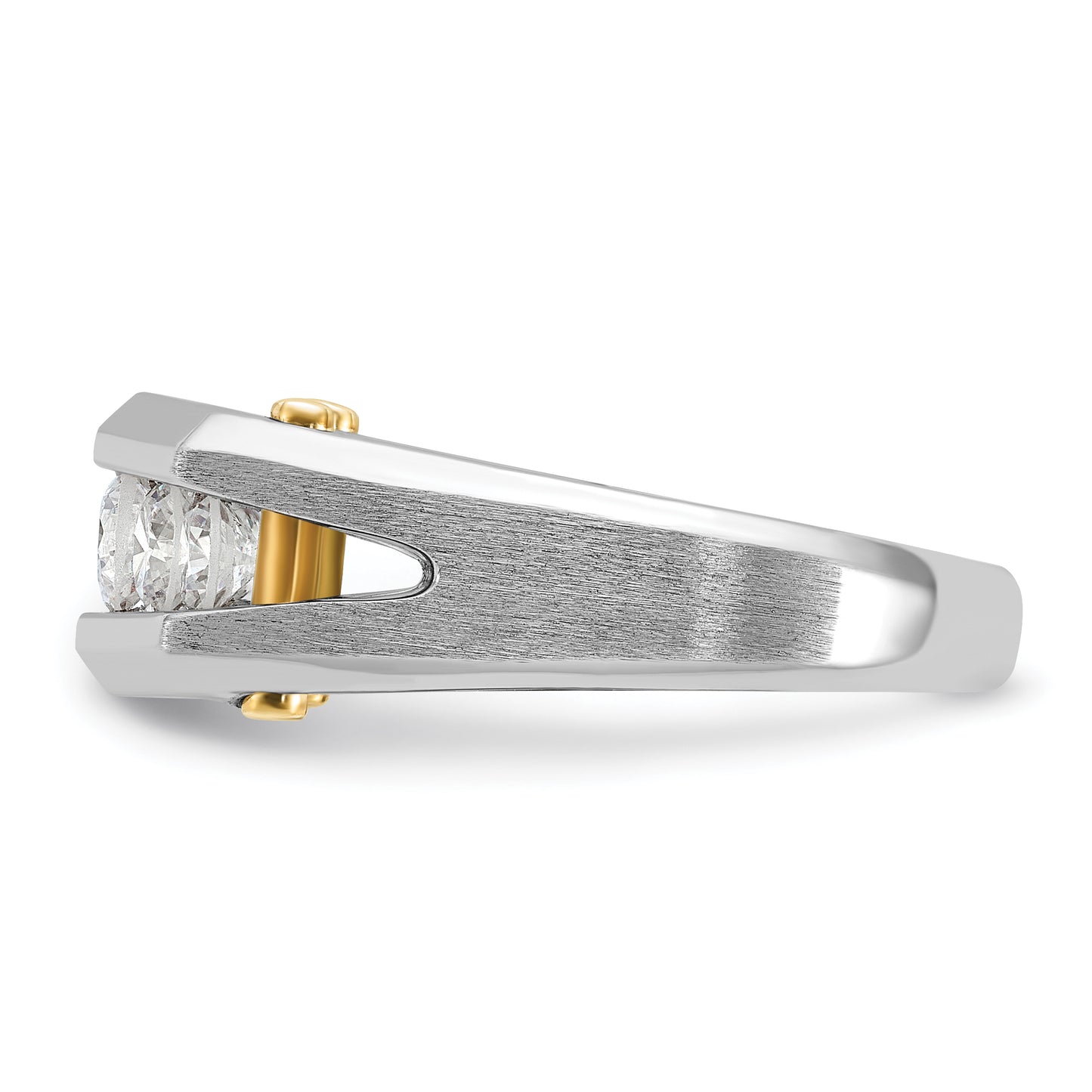 14k White Gold 3/4 Ct. Lab Grown Diamond VS/SI+ G+ Five Stone Polished and Satin Men's Ring