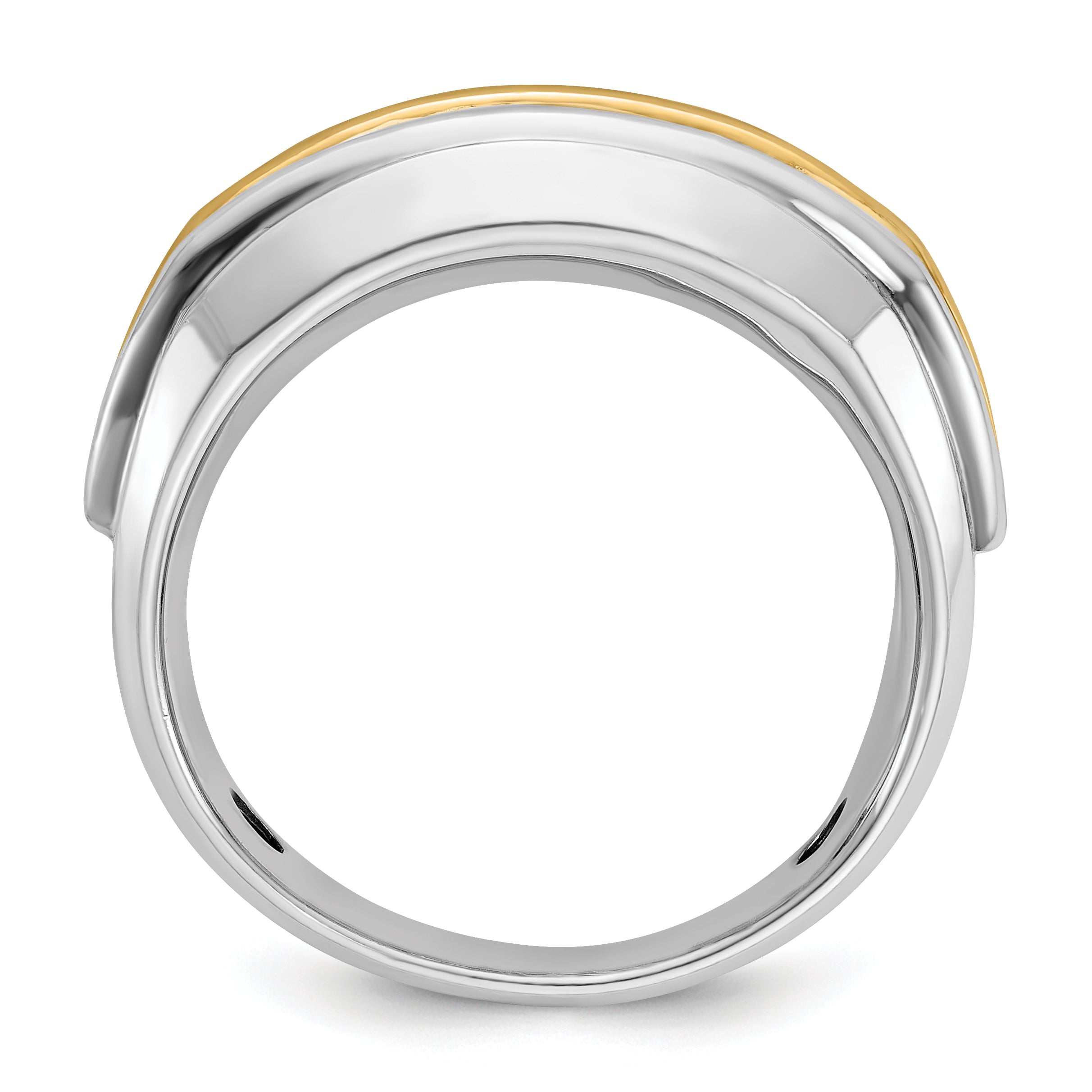 10K Two-Tone Ibgoodman Men'S Polished 5-Stone Ring Mounting