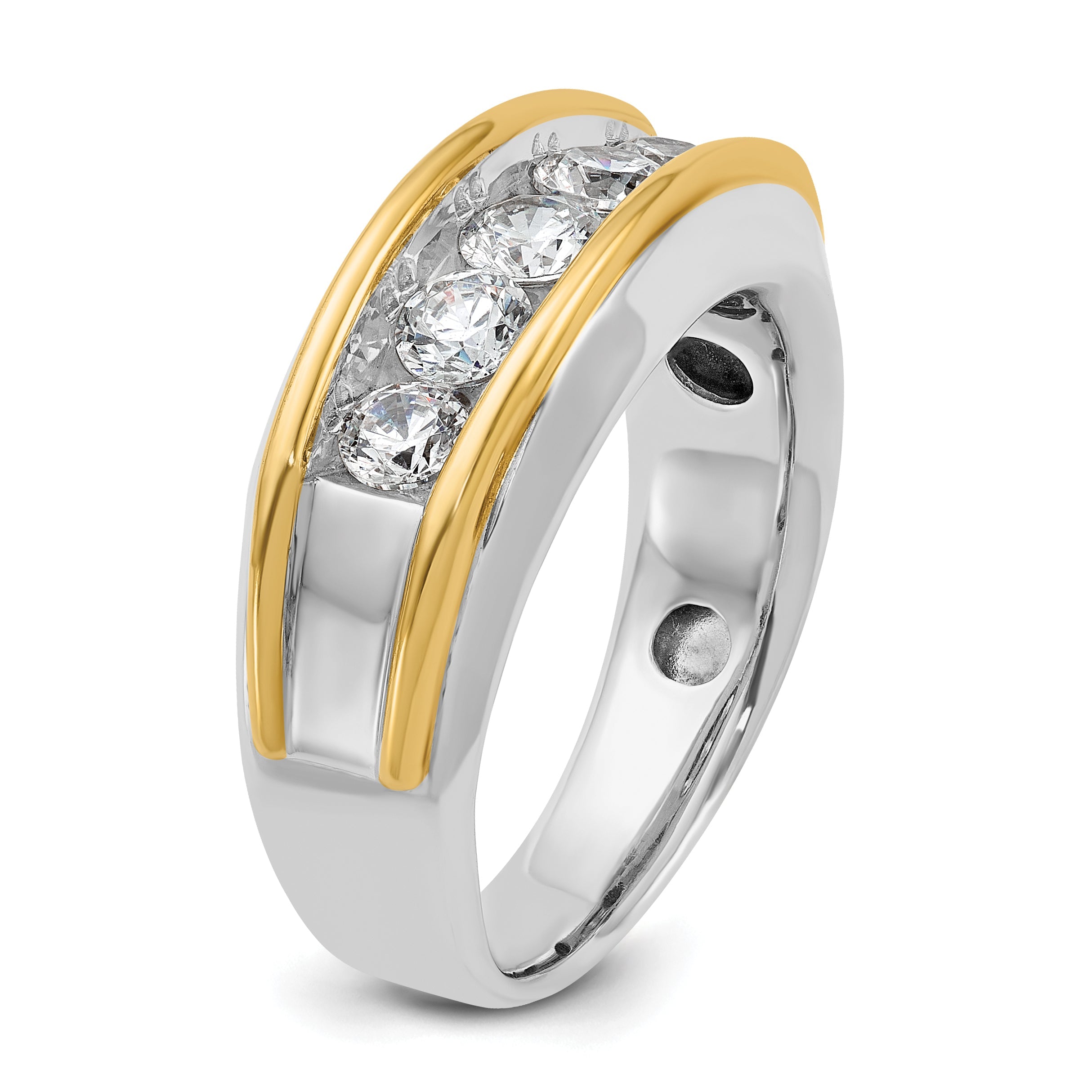 10K Two-Tone Ibgoodman Men'S Polished 5-Stone Ring Mounting