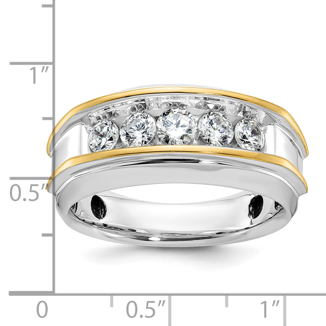 10K Two-Tone Ibgoodman Men'S Polished 5-Stone Ring Mounting