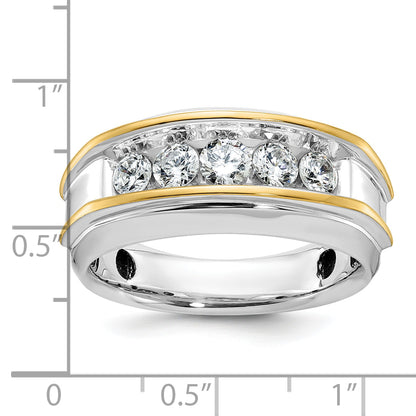 10K Two-Tone Ibgoodman Men'S Polished 5-Stone Ring Mounting
