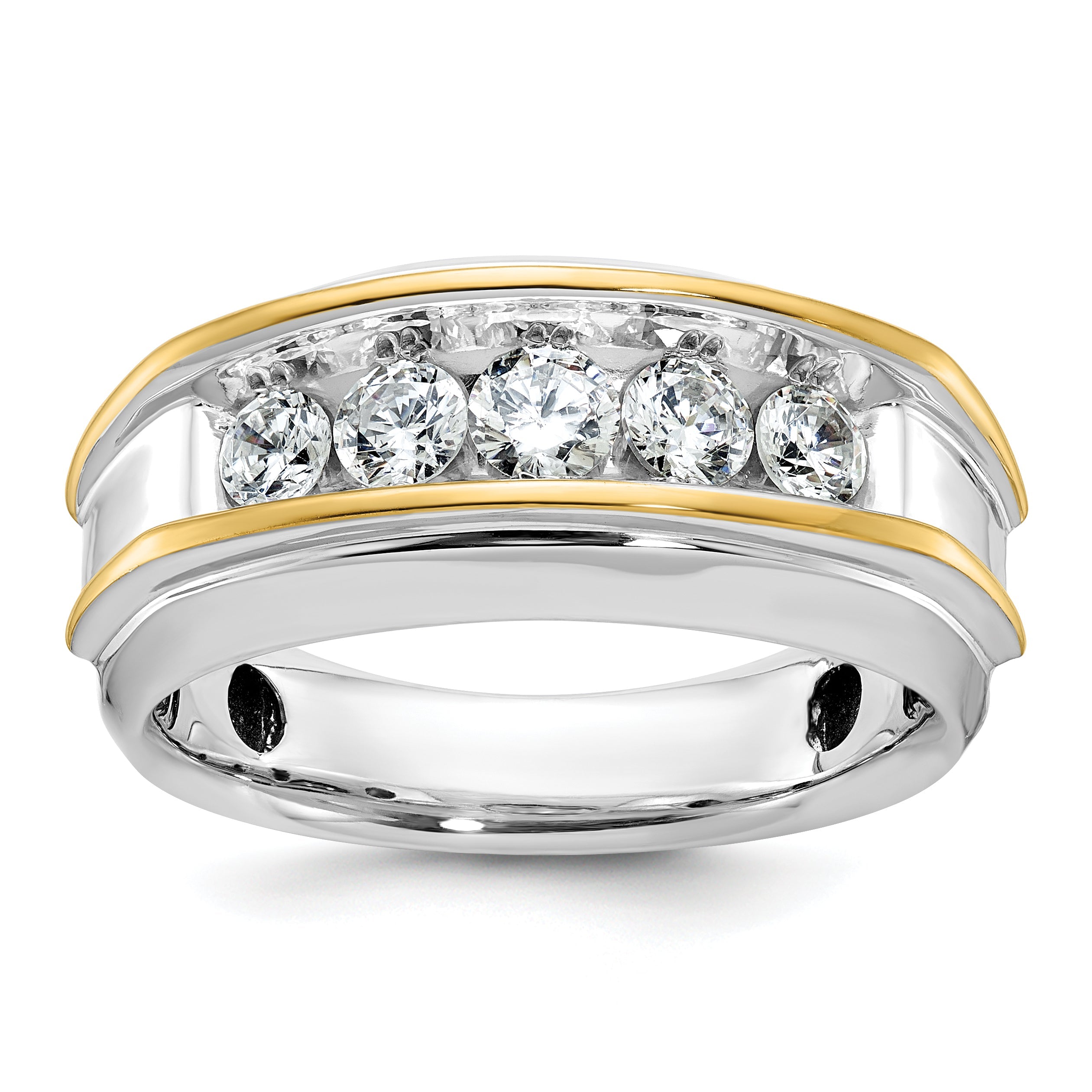 10K Two-Tone Ibgoodman Men'S Polished 5-Stone Ring Mounting