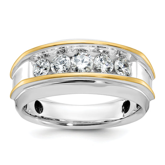 10K Two-Tone Ibgoodman Men'S Polished 5-Stone Ring Mounting