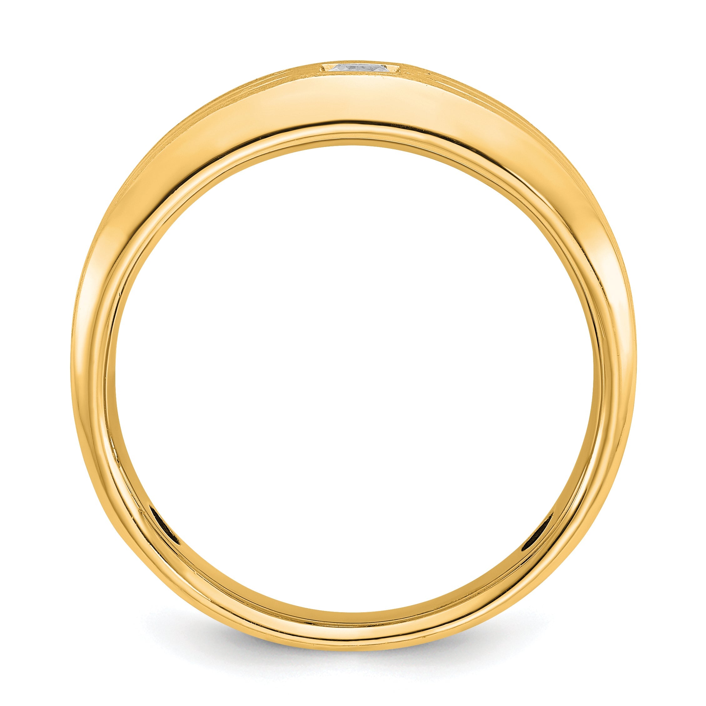 10K Yellow Gold Ibgoodman Men'S Polished And Satin Diamond Complete Ring