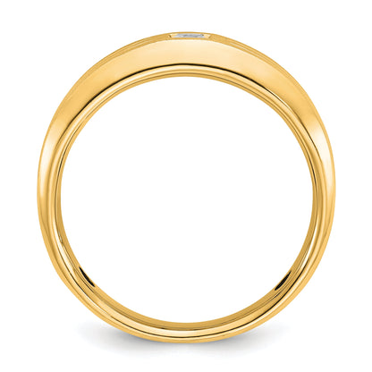 10K Yellow Gold Ibgoodman Men'S Polished And Satin Diamond Complete Ring