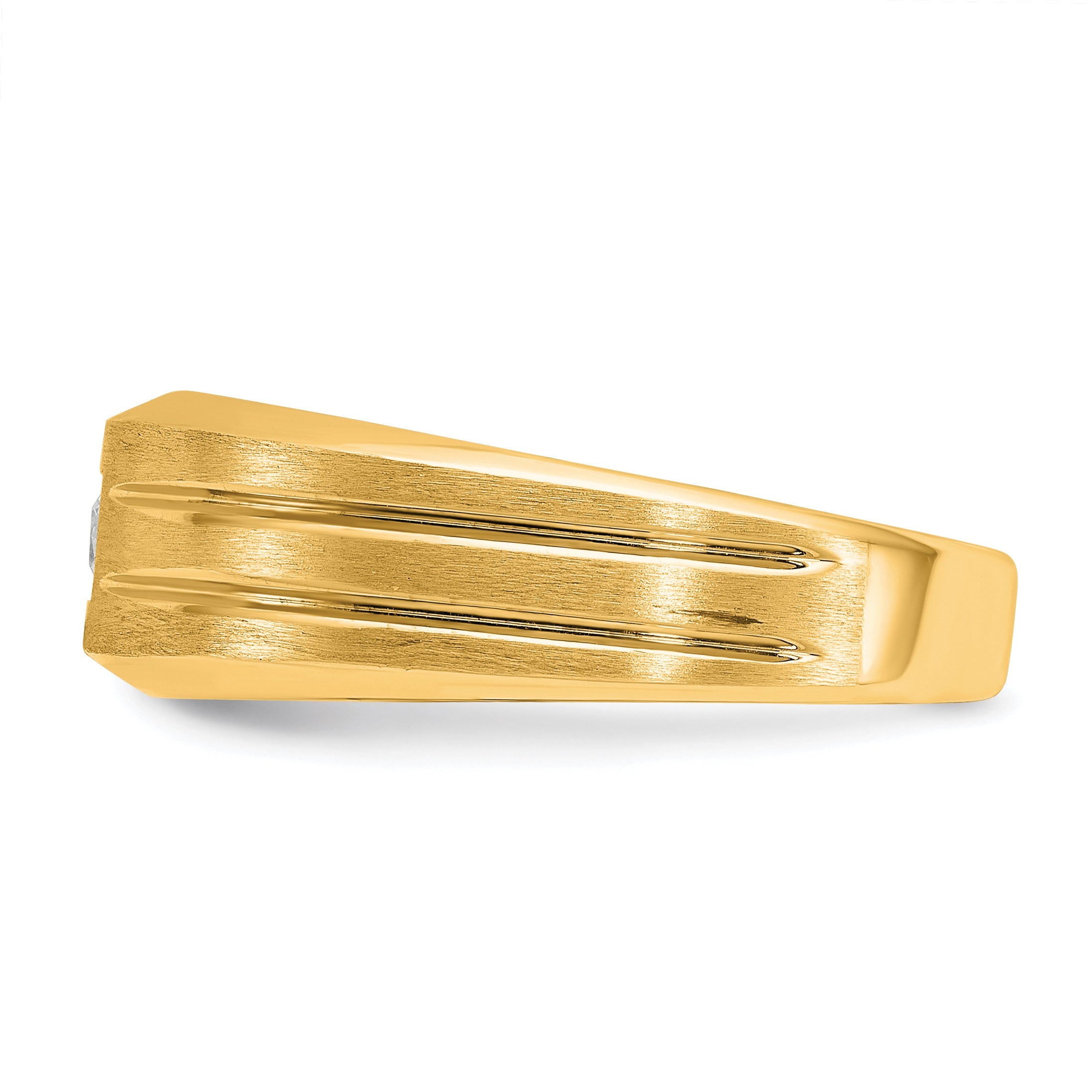 10K Yellow Gold Ibgoodman Men'S Polished And Satin Diamond Complete Ring