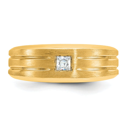 10K Yellow Gold Ibgoodman Men'S Polished And Satin Diamond Complete Ring
