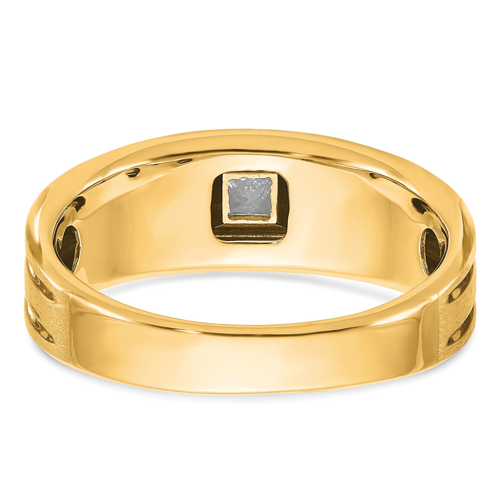10K Yellow Gold Ibgoodman Men'S Polished And Satin Diamond Complete Ring