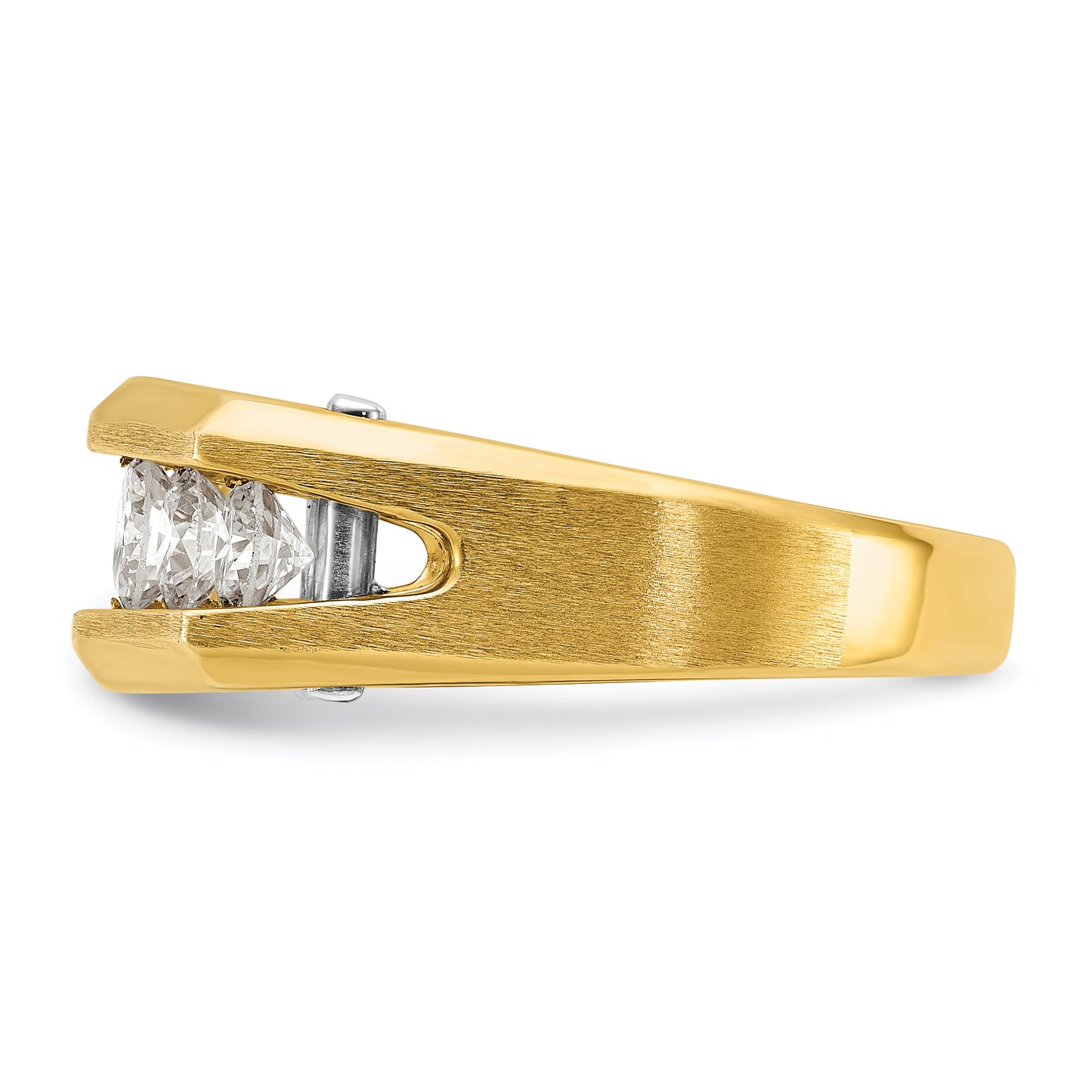 14k Two-tone Two Tone 1 1/2 Ct. Lab Grown Diamond VS/SI+ G+ Five Stone Polished and Satin Men's Ring