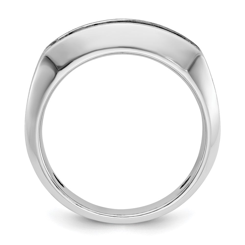 10K White Gold Ibgoodman Men'S Polished Satin And Grooved Ring Mounting