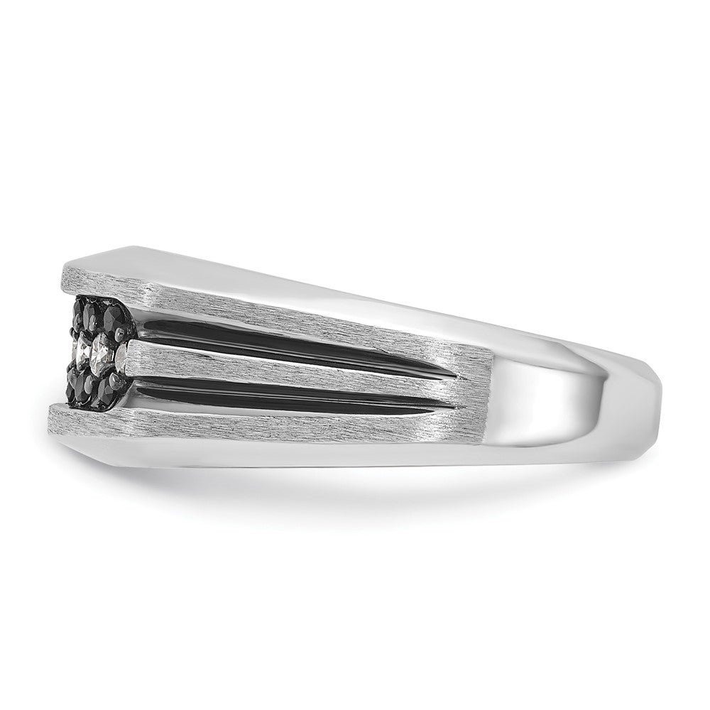 10K White Gold Ibgoodman Men'S Polished Satin And Grooved Ring Mounting