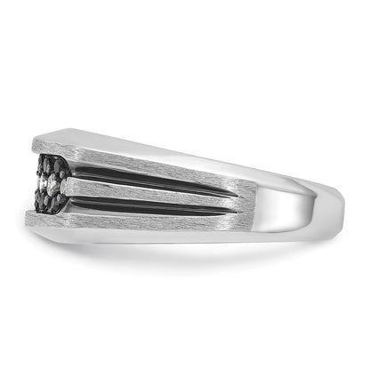 10K White Gold Ibgoodman Men'S Polished Satin And Grooved Ring Mounting