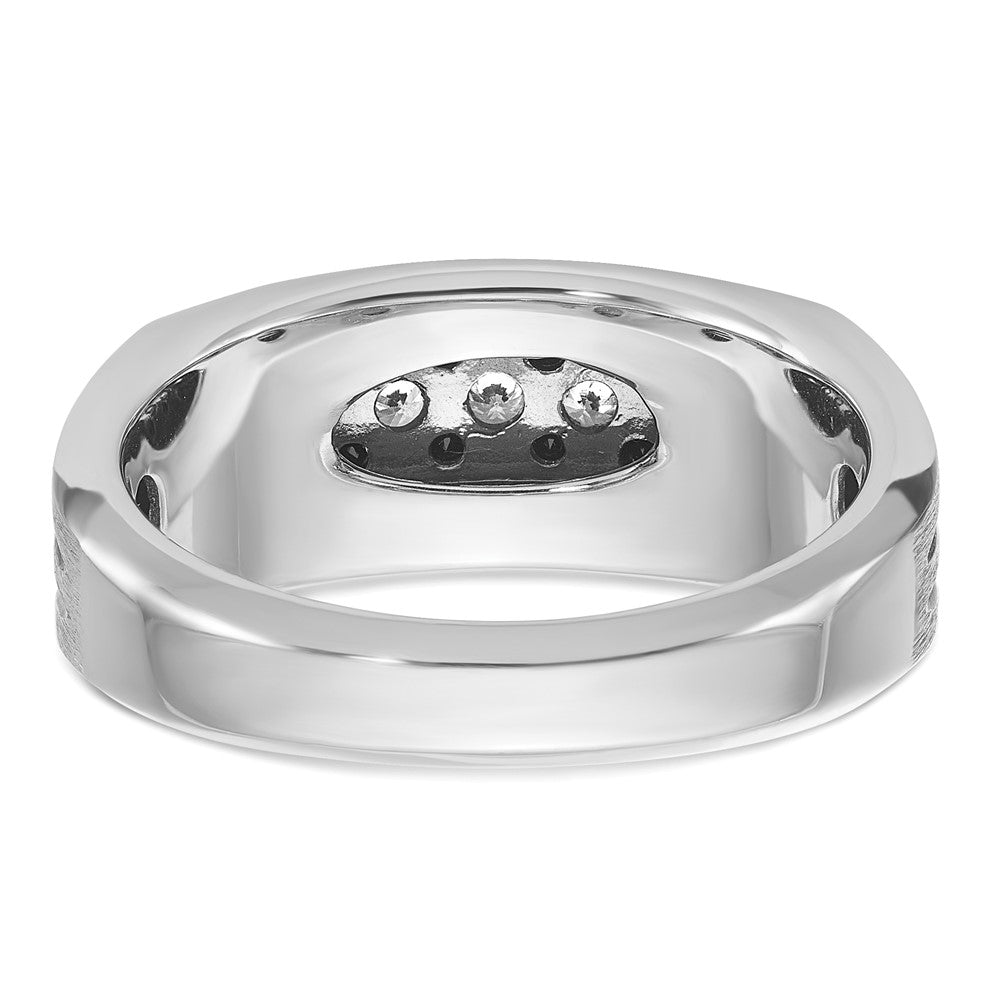 10K White Gold Ibgoodman Men'S Polished Satin And Grooved Ring Mounting
