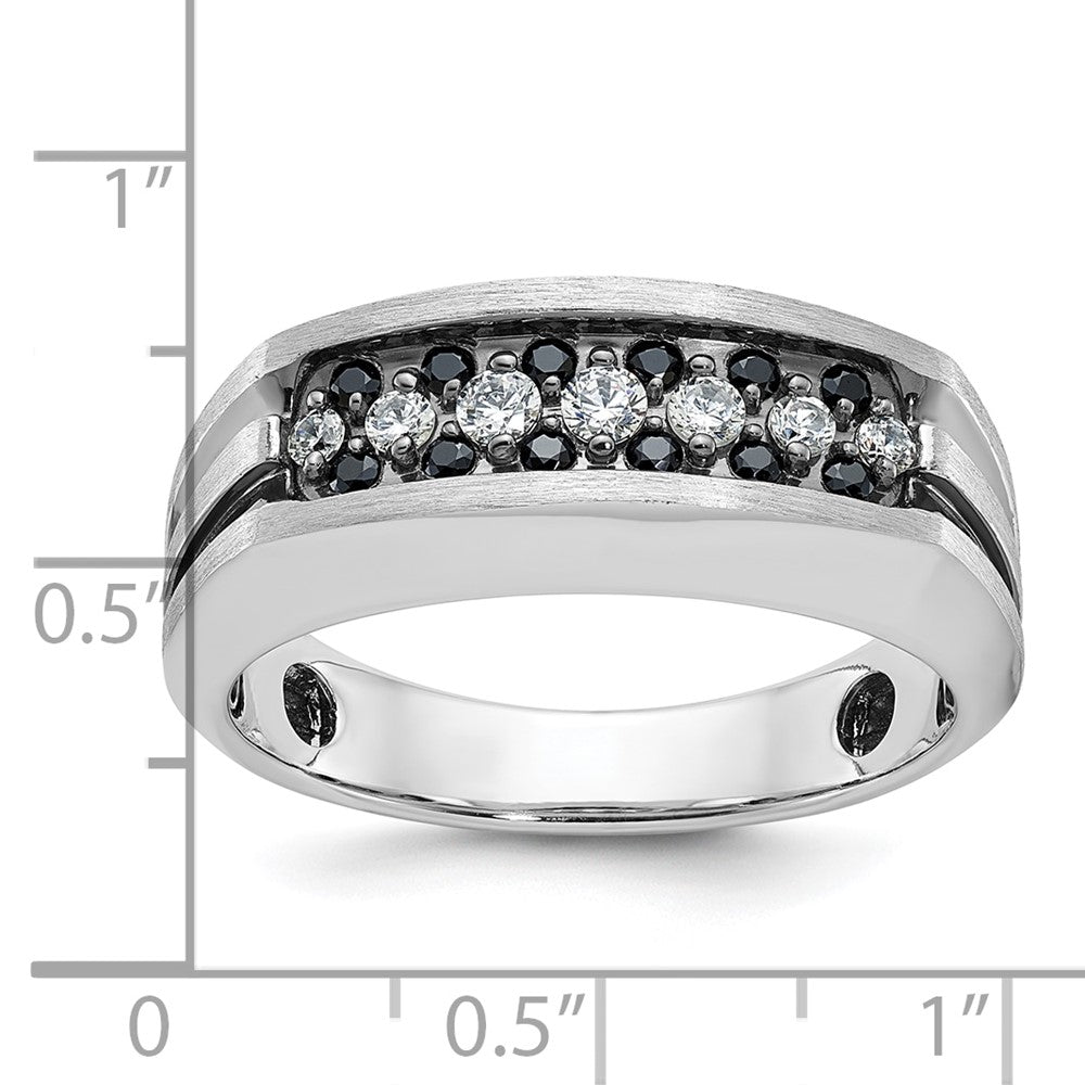 10K White Gold Ibgoodman Men'S Polished Satin And Grooved Ring Mounting