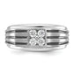 14k White Gold with Black Rhodium 1/3 Ct. Lab Grown Diamond VS/SI+ G+ Polished and Grooved Men's Ring