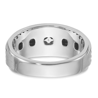 14k White Gold with Black Rhodium 1/3 Ct. Lab Grown Diamond VS/SI+ G+ Complete Polished and Grooved Men's Ring